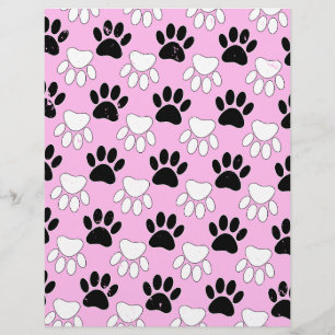 Lámina Paws Blancos Y Negros Con Dolor En Fondo Rosa