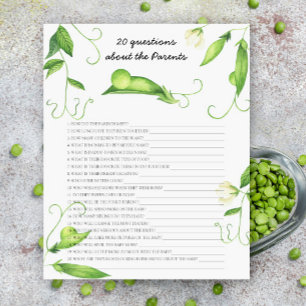 Lámina Pea baby ducha - 20 preguntas sobre los padres