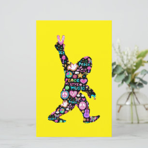 Lámina Peace Love Bigfoot Hippie Funny Bigfoot Lover