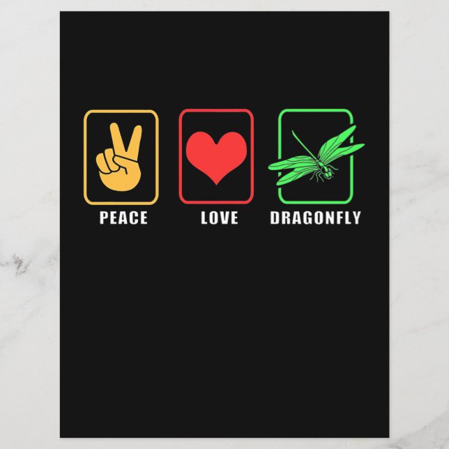 Lámina Peace Love Dragonfly (Anverso)