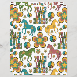Lámina Peace Love Horses Scrapbook Paper