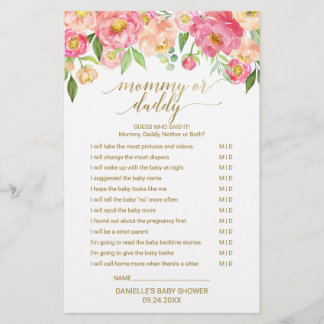 Lámina Peach and Pink Peony Flower Baby Word Scramble Gam