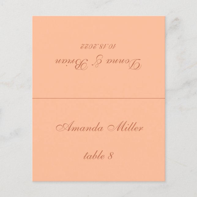 Lámina Peach Brown Impreso Nombre de invitado Boda Tarjet (Anverso)