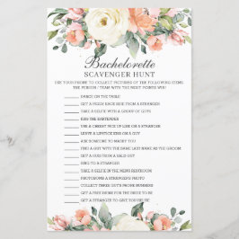 Lámina Peach Floral Bachelorette Scavenger Hunt Game