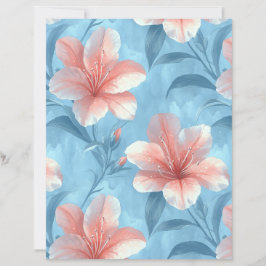 Lámina Peach Hibiscus Floral Scrapbook Paper