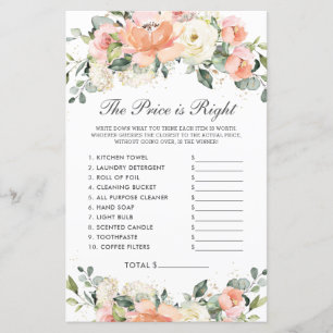 Lámina Peach Ivory Floral Shower Price es el juego