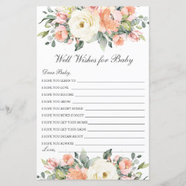Lámina Peach Ivory Floral Well Wien para Baby Shower