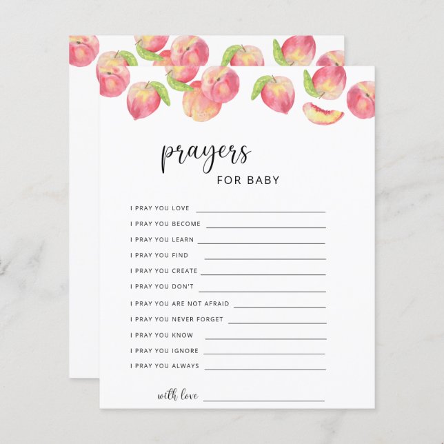 Lámina PEACH - oraciones para el bebé (Anverso / Reverso)