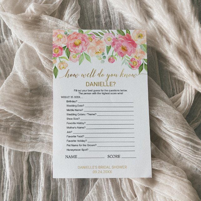 Lámina Peach Pink Juego "Qué Tan Bien Conoce A La Novia" (Subido por el creador)