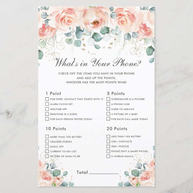 Lámina Peach Rubor Floral What's In Your Phone Game Baby (Anverso)