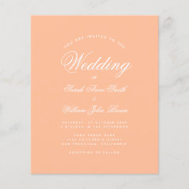 Lámina Peach Simple Script Budget Wedding Invitación