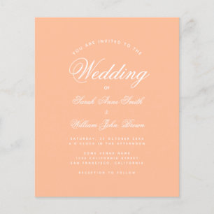 Lámina Peach Simple Script Budget Wedding Invitación