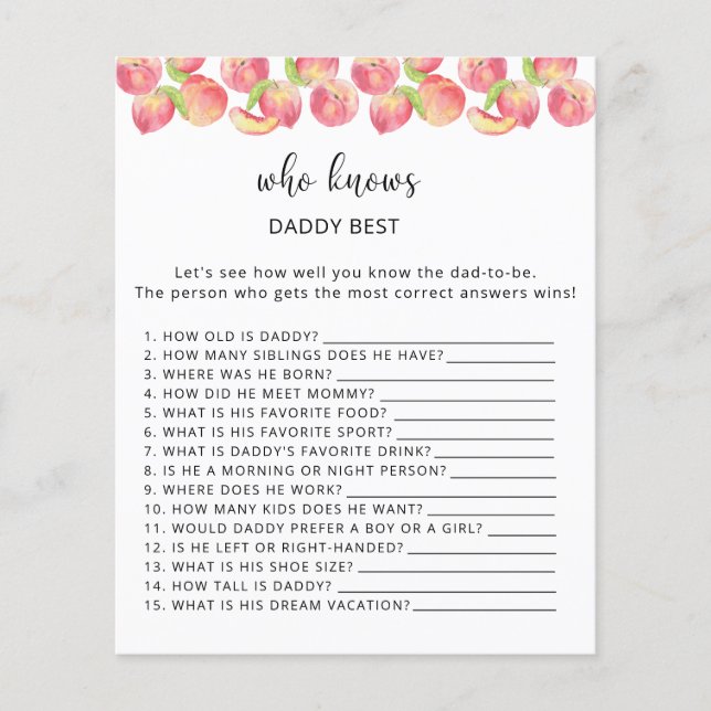 Lámina Peach Who conoce mejor a DADDY (Anverso)