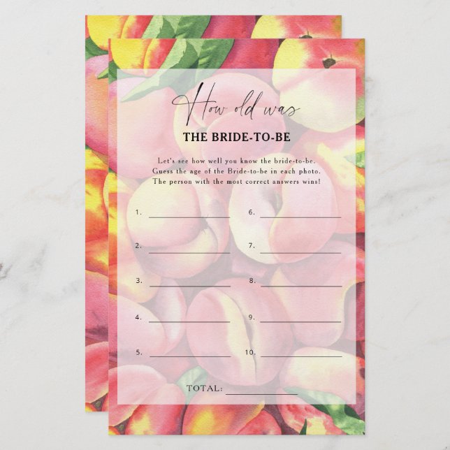 Lámina Peaches - ¿Cuántos años tenía la novia para jugar? (Anverso / Reverso)