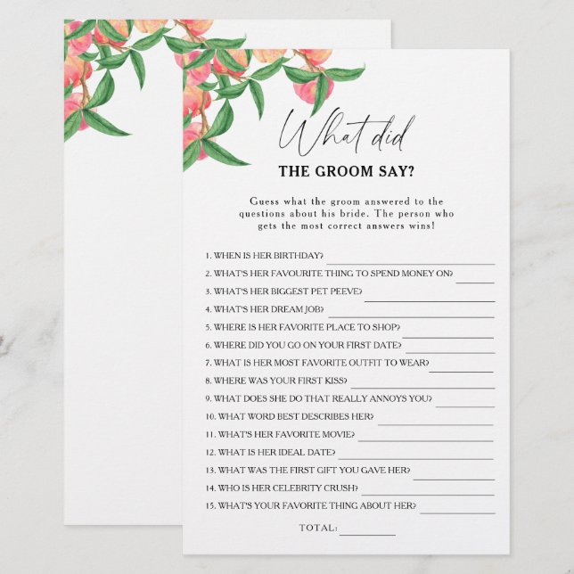 Lámina Peaches - ¿Qué dijo el novio del juego de novias? (Anverso / Reverso)