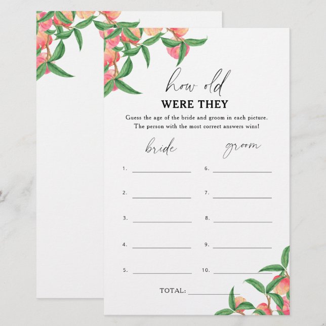 Lámina Peaches - Qué edad tenían juego de novia (Anverso / Reverso)