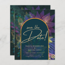 Peacock Jewel Tones Green Blue Boda