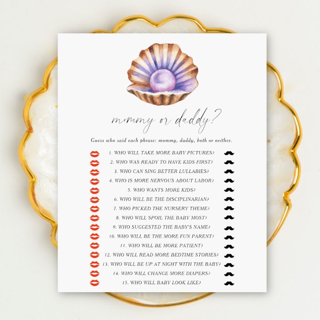 Lámina Pearl shell- mommy or daddy baby shower game (Subido por el creador)