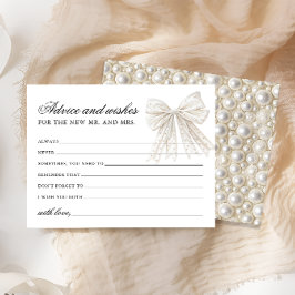Lámina Pearls Bow Consejos y Deseos Bridal Shower Card