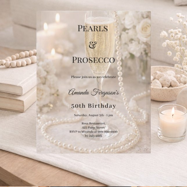Lámina Pearls Prosecco Champagne birthday invitation (Subido por el creador)