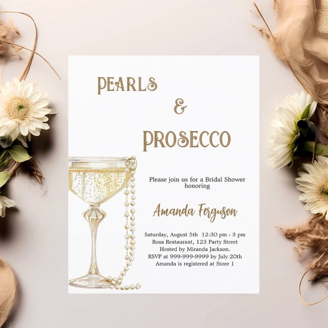 Lámina Pearls Prosecco elegante Bridal Shower (Subido por el creador)
