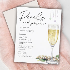Lámina Pearls & Prosecco Elegante Bridal Shower Invitació