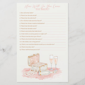 Lámina Pearls & Prosecco How Well Do You Know Her Game