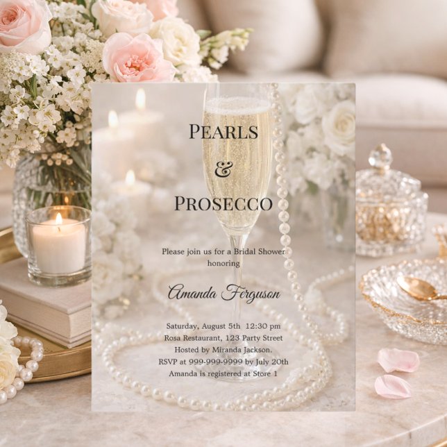 Lámina Pearls Prosecco luxury Bridal Shower invitation (Subido por el creador)