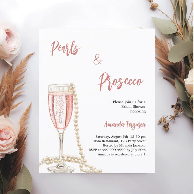 Lámina Pearls Prosecco moda rosa Bridal Shower (Subido por el creador)