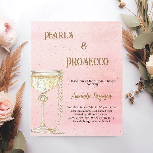 Lámina Pearls Prosecco rosa Bridal Shower (Subido por el creador)