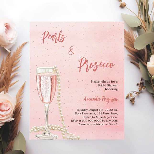 Lámina Pearls Prosecco rosa Bridal Shower (Subido por el creador)