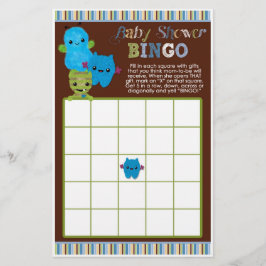 Lámina Peek a Boo Monsters Baby Shower Game BINGO