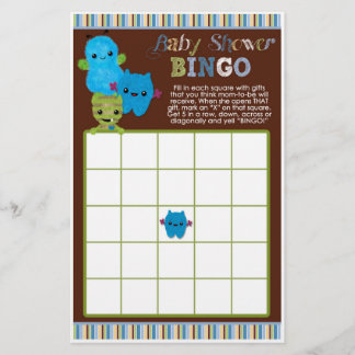 Lámina Peek a Boo Monsters Baby Shower Game BINGO