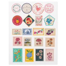 Pegatinas Vintage Floral Postage y Love Mail