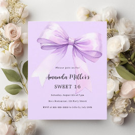 Lámina Peluca de lavanda elegante Invitación de Sweet 16
