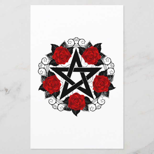 Lámina Pentagram con rosas rojas (Anverso)