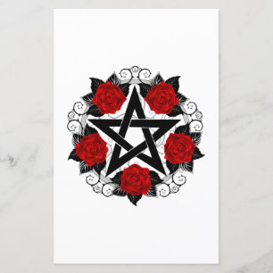 Lámina Pentagram con rosas rojas
