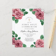 Peonías florales religiosas para Primera Comunión