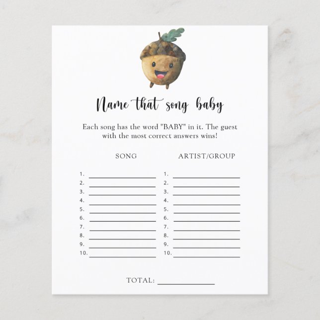 Lámina Pequeña bellota - Nombra a esa canción del bebé (Anverso)