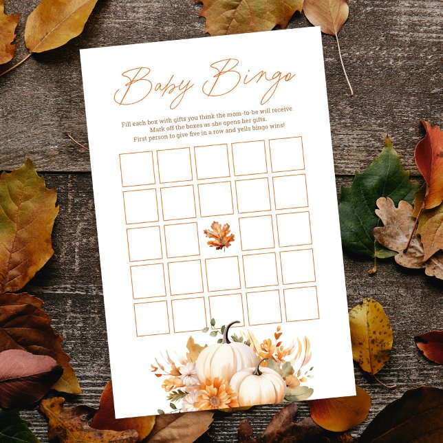 Lámina Pequeña Calabaza Caída Flora Bebé Bingo Ducha Jueg (Subido por el creador)