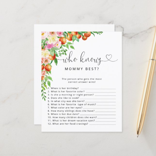 Lámina Pequeña ducha de bebé Cutie Quien conoce a mamá Me (Anverso/Reverso In Situ)