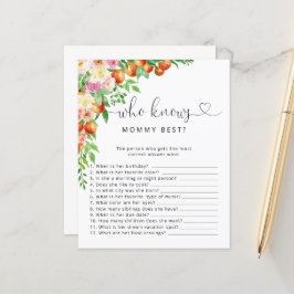 Lámina Pequeña ducha de bebé Cutie Quien conoce a mamá Me