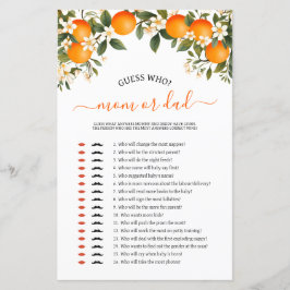 Lámina Pequeña mami cuata o papi juego de ducha de bebé