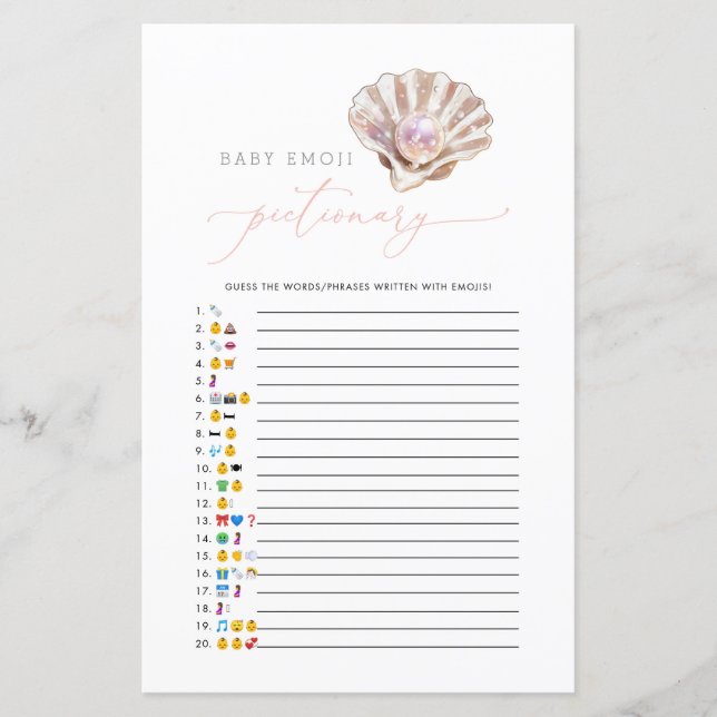 Lámina Pequeña partida de Baby Shower para la Emoji de la (Anverso)