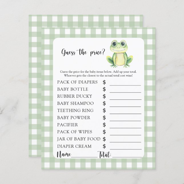 Lámina Pequeña rana - ¡Adivinen el precio! Juego (Anverso / Reverso)