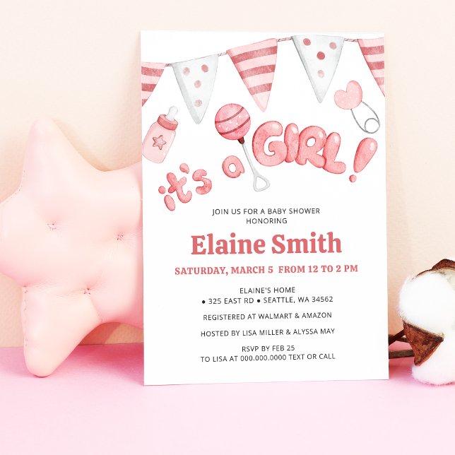 Lámina Pequeñas cosas de presupuesto es un Baby Shower Ch (Cute Little Things Its a Girl Baby Shower Invitation)
