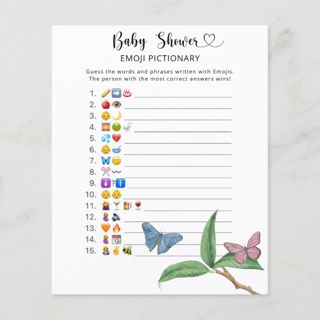 Lámina Pequeñas mariposas - emoji de ducha de bebé (Anverso)