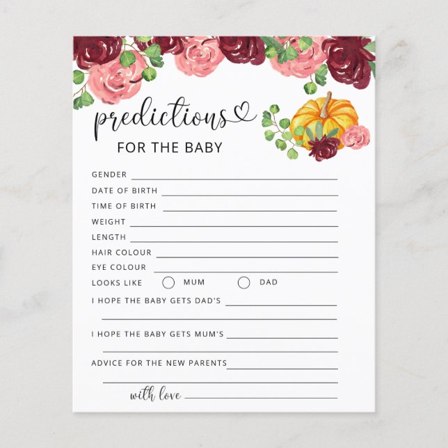 Lámina Pequeñas predicciones y consejos para bebés de cal (Anverso)