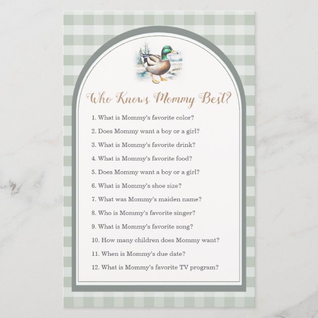 Lámina Pequeño Baby Shower burlón que conoce mejor a mamá (Anverso)