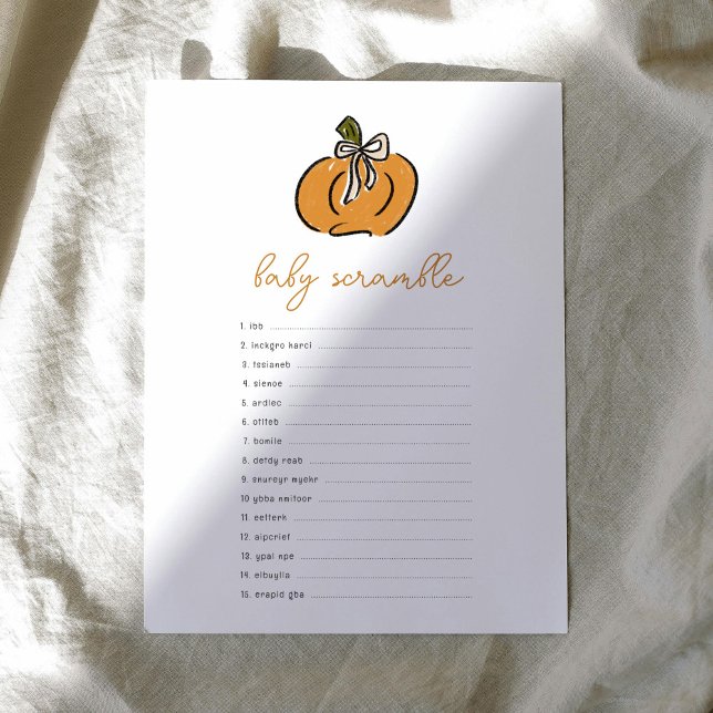 Lámina Pequeño Bebé Calabaza juego de Baby Shower (Cute little pumpkin Baby Shower Baby Scramble game.)